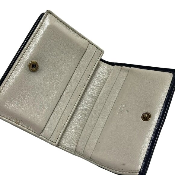 Authentic GUCCI GG Marmont Cream Black Leather Bifold Wallet br179-121225 - Picture 3 of 6